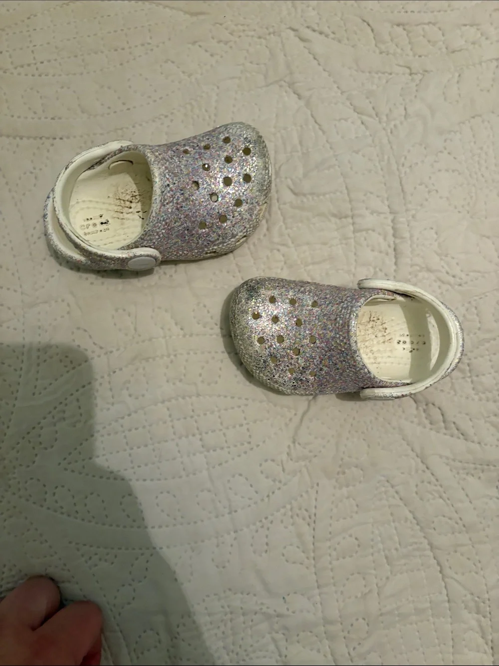 Kids Glitter Crocs - Silver Multicolor